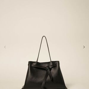 Black Shoulder Tote Bag with Front Knot Detail